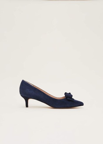 Phase Eight Structured Bow Kitten Heels Navy USA | 6074295-DC